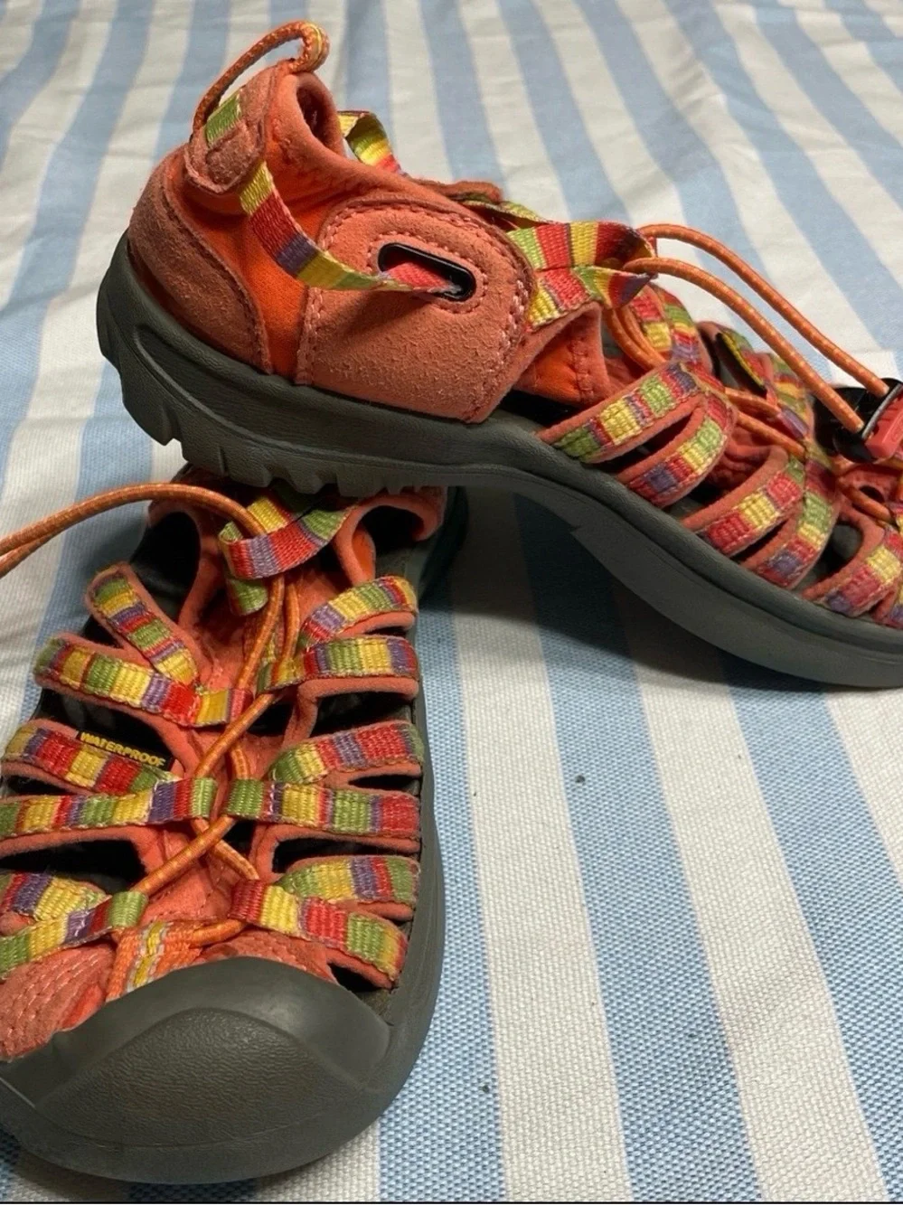 Keen For Girls, Color Orange, Yellow, Size J2, Gently Used.